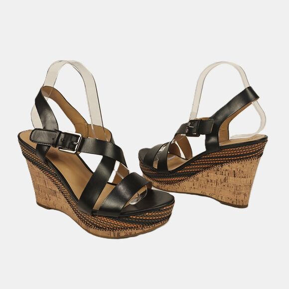 Franco Sarto Stallion 2 Woven Cork Wedge Sandals Size 8.5 Boho Earthy Coastal - Picture 1 of 11